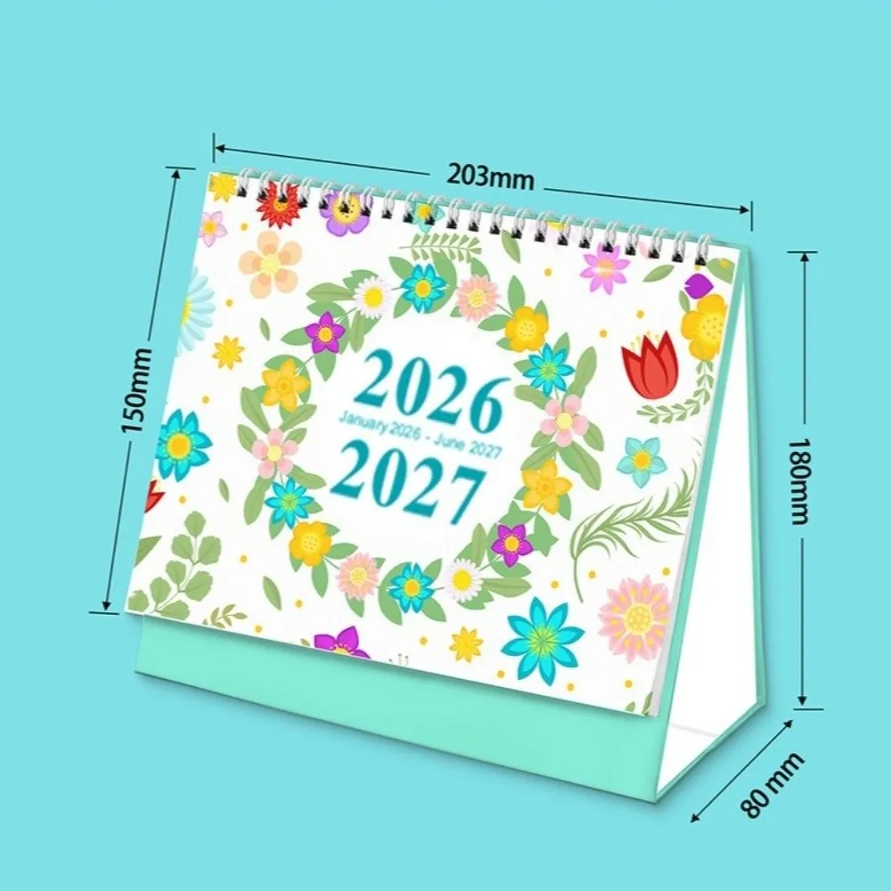 Calendrier de bureau Cactus janvier 2026-juin 2027 petit planificateur de bureau 2026 debout fournitures de bureau calendrier Agenda mensuel