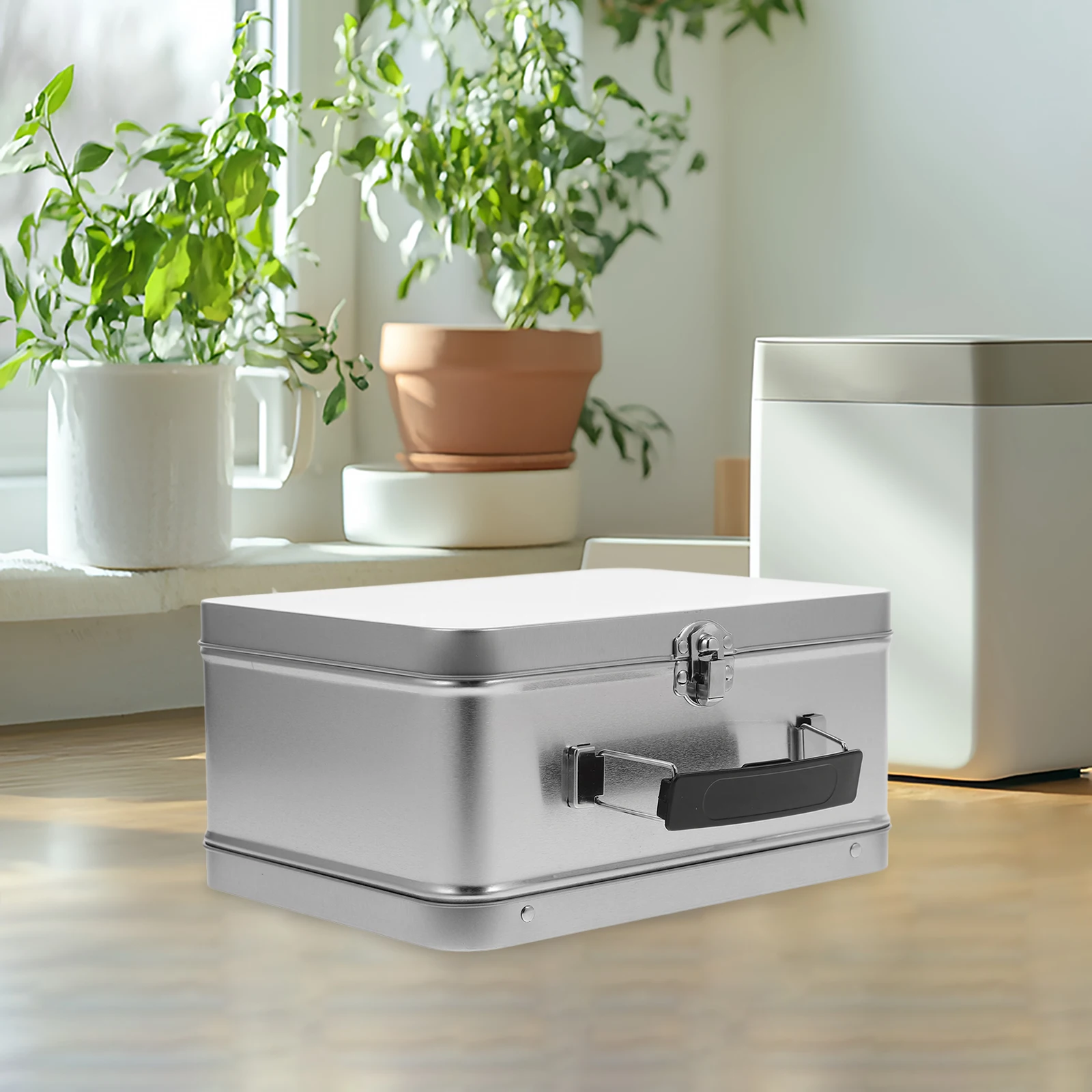 

Vintage Tin DIY Tinplate Lunch Box Metal Food Storage Container Handle Lid Retro Style Multifunctional Leakproof