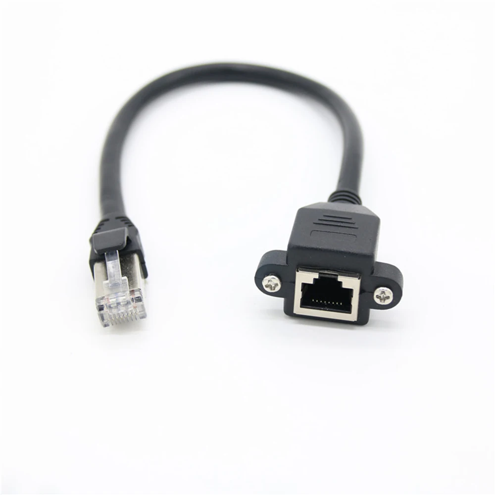 8P8C 8Pin RJ45 Cable Male to Female 100M/1000M Speed Cat5 Cat6e Screw Panel Mount Ethernet LAN Network Extension Cable