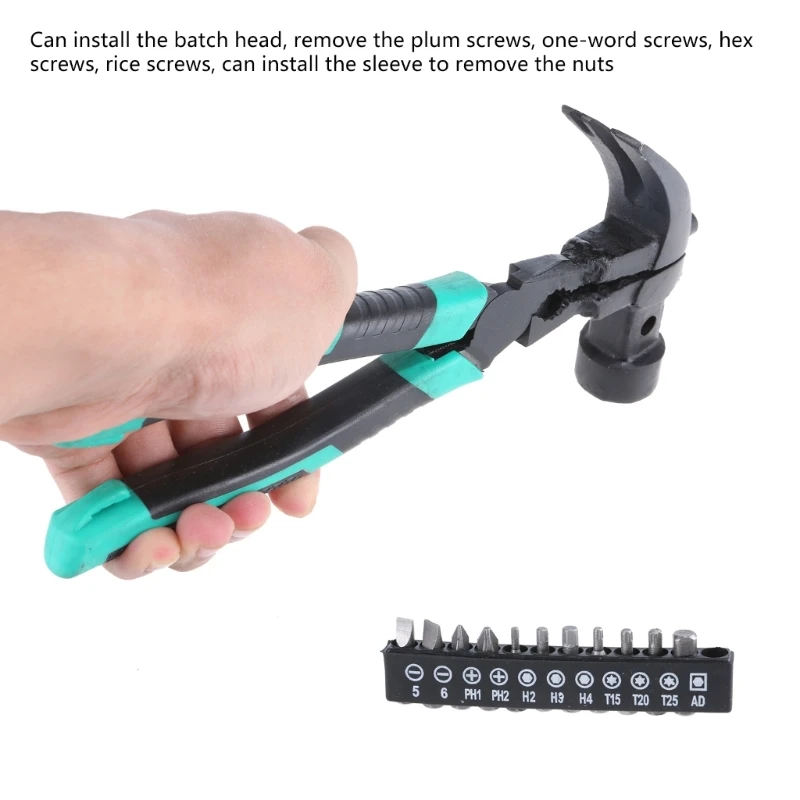 Portable Multitool Claw Hammer with Interchangeable Head Driver Combination