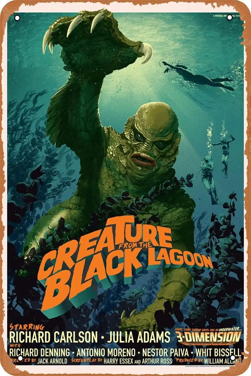 Creature from The Black Lagoon Movie Poster Retro Metal Sign Vintage Tin Sign for Bar Man Cave Cafe Office Home Wall Decor Gift