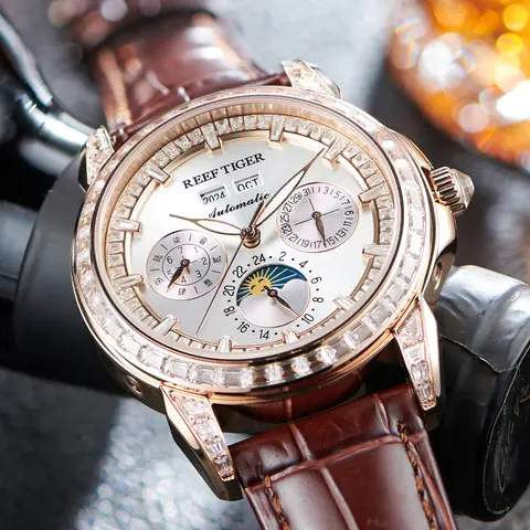 Reef Tiger-märket helautomatisk mekanisk klocka för män, affärsklocka för män, modern sportklocka i kinesisk stil för män 8 best sales Kinesisk lyxklocka - №2