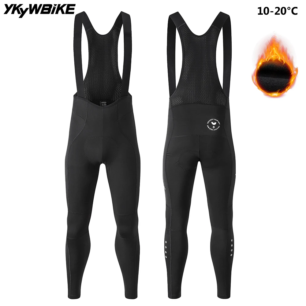 YKYWBIKE 2025 Men's Cycling Bib Tights 10-20°C Winter Thermal Fleece  Warmth Bicycle Clothes Road Bike Bibs Riding Long Pants