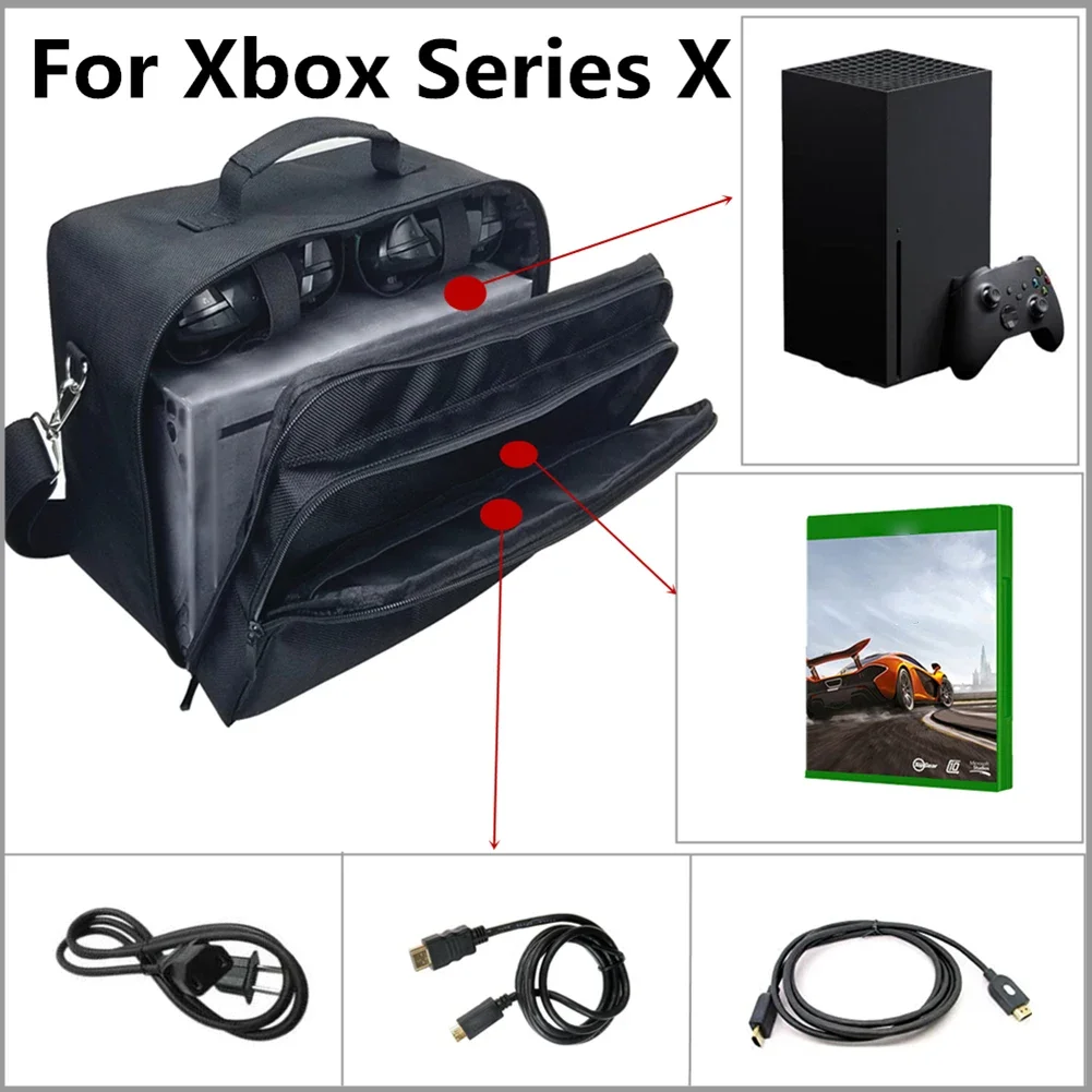 For Xbox Series X/S Carrying Case Anti-Scratch Portable Bag Protective Travel Bag for Console Controllers Cables Gaming Headsets