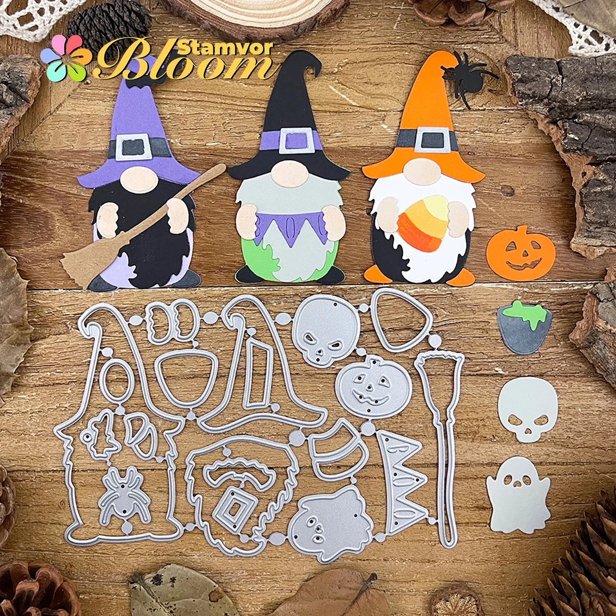 Halloween schöne Zwerge Hexe Boo Metall Stanzformen Scrapbooking dekorative Prägung