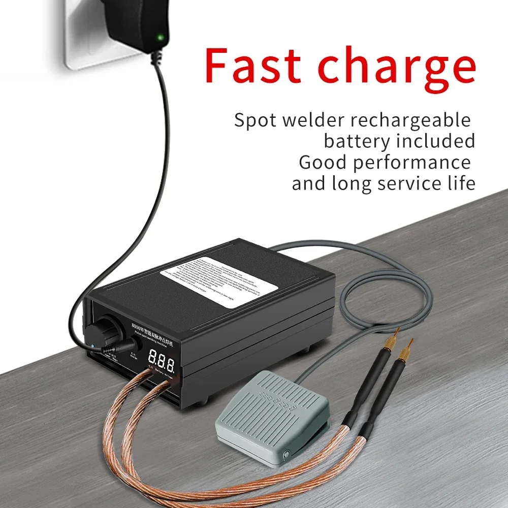 Soldador de ponto 8000w de alta potência portátil máquina de solda de ponto portátil 0-800a soldadores ajustáveis de corrente para 18650 bateria