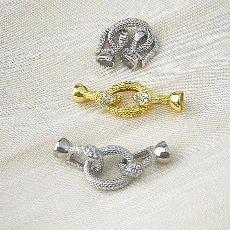 1 pieza de patrón de diamante ovalado cabeza de serpiente collar de perlas pulsera hebilla de conexión accesorios materiales para hacer joyería DIY