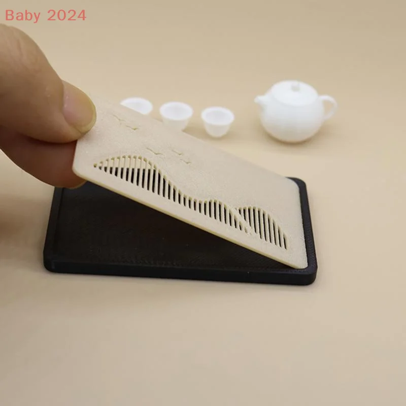 Mini tetera para casa de muñecas, juego de bandeja de drenaje para taza de té, modelo, accesorios de decoración de microescena, juguetes para juego de imitación, 1/12