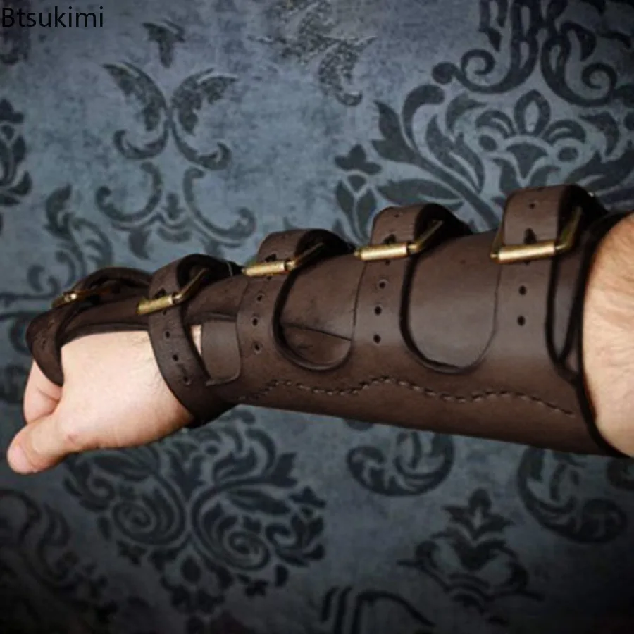 Średniowieczna wikingowska opaska na nadgarstek, ochraniacz na ramię, mankiet, zbroja, steampunkowa, gotycka, skórzana rękawica, LARP, męski kostium rycerski, zapinana na klamrę.