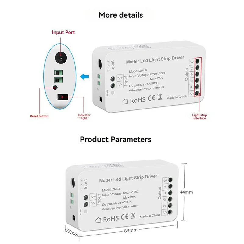 

A99E-3X Matter Wi-Fi светодиодная лента контроллер RGBCW контроллер светодиодная лента Bixb/Siri/для Google Home/для Alexa управление поддержкой