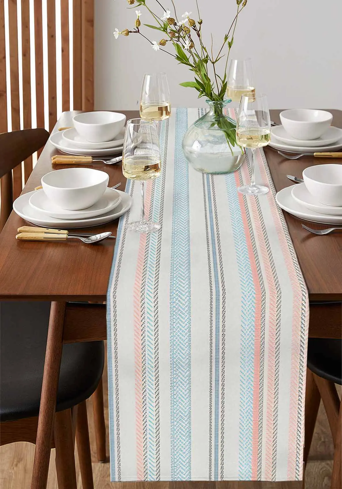 

Soft Blue Pink Arrows Lines Home Decorations Coffee Table Decor Tablecloth Table Kitchen Decorative Table Runner