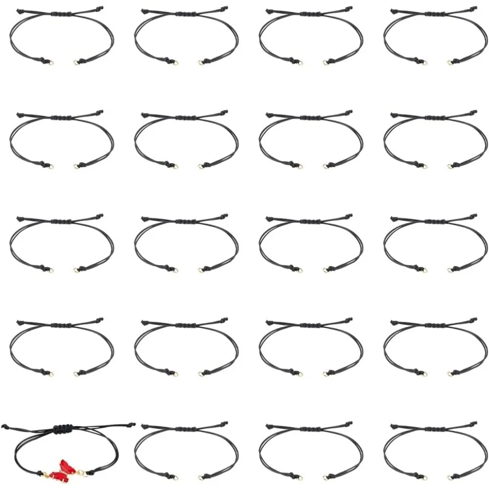 cerca-de-30-pecas-pulseiras-de-cordao-de-poliester-encerado-pulseira-semi-acabada-pulseira-preta-ajustavel-corda-de-no-kit-de-fabricacao-artesanal