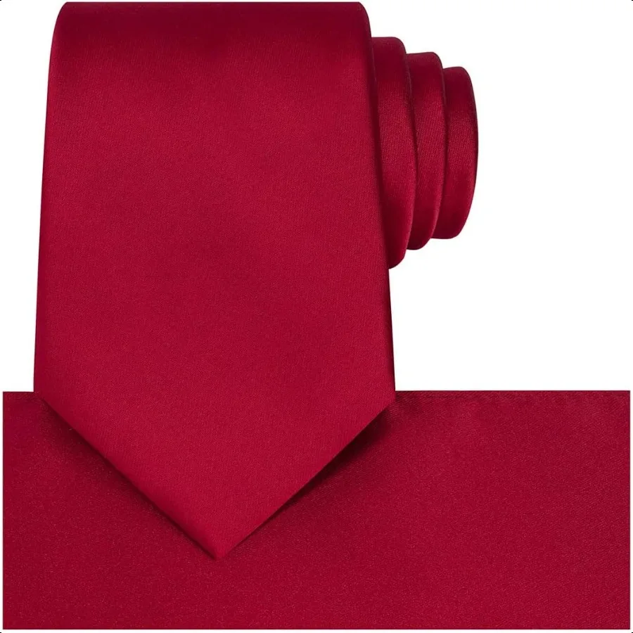 

KissTies Satin Tie Set Solid Ties Mens Necktie + Pocket Square