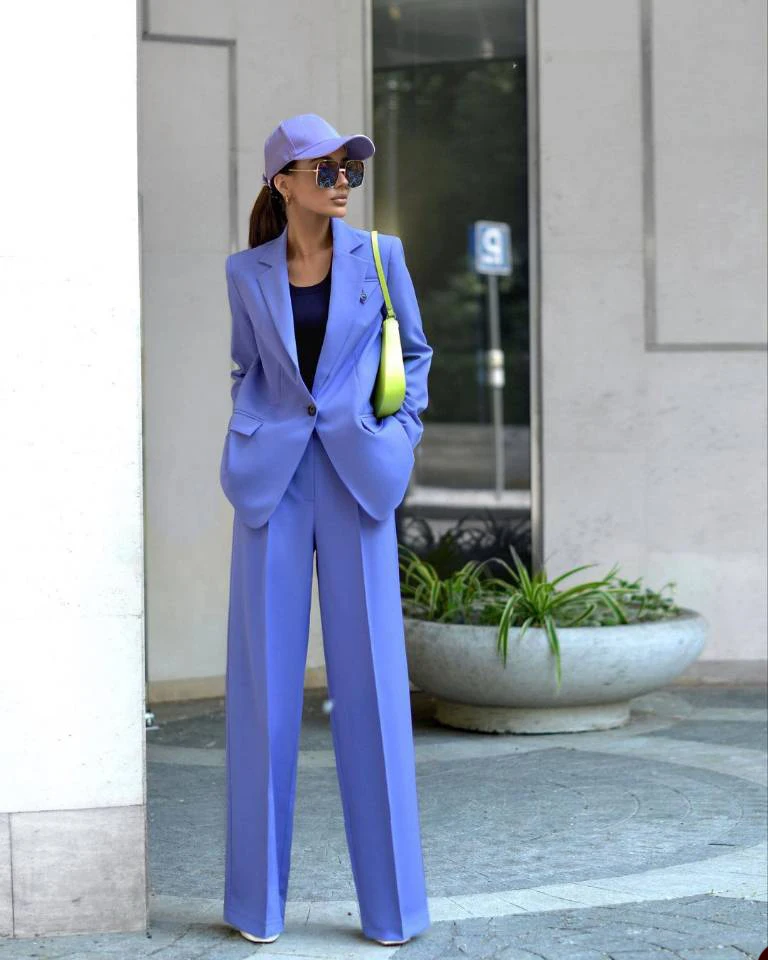 Vintage Solid Women Suits Office Lady Fashion Long Sleeve V Neck Backless Oversized Blazer Wide Leg Pants 2 Pieces