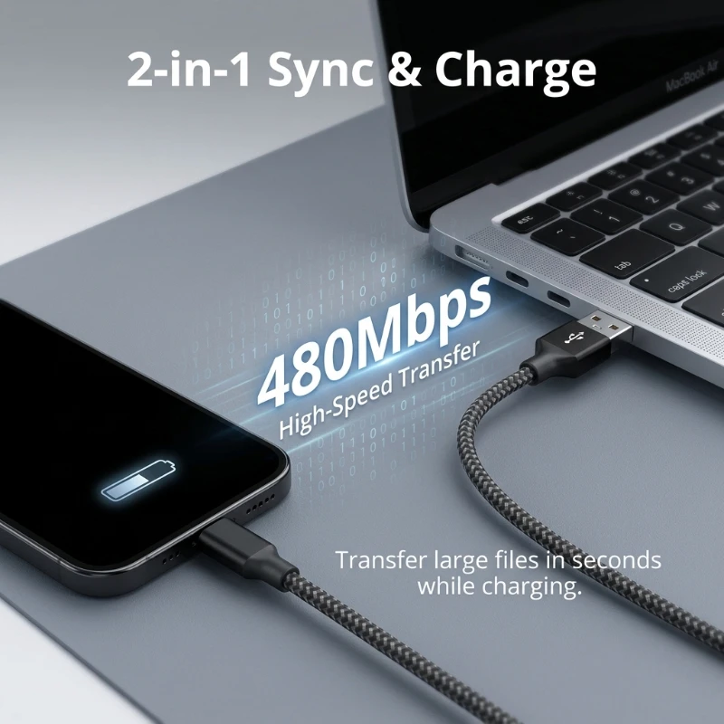 USB To Type-C Nylon Data Cable Supports 10A Ultra-Fast Charging 1m/3m Pptional Both Electrical Charging And Data Transmission