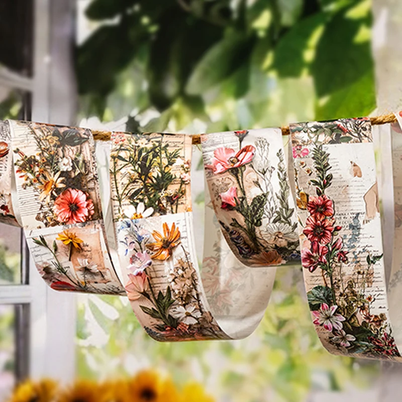 3rolls Beauty Flower Manga Series Floral Theme Material Tape Handbook Material Collage DIY Notebook Laptop Photo Album Glass Cup