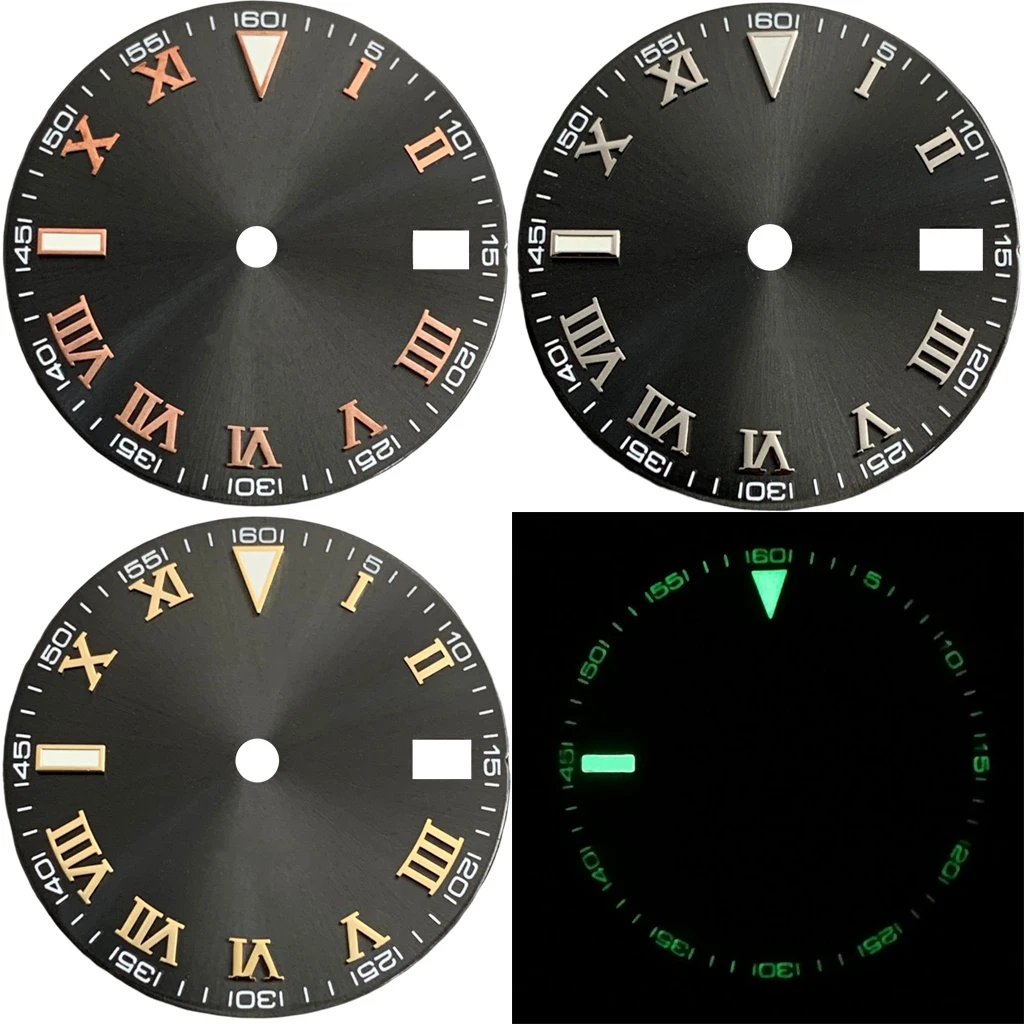 Brand New 29 mm Grey Sterile Watch Dial Green Luminous Fit NH35 Automatic Movement Customized logo are available