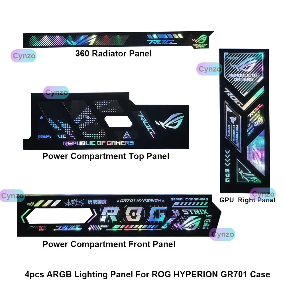 4pcs Kit ARGB Lighting Panels for ROG HYPERION GR701Case,MOD Gamer Cabinet Lightboard Kit,Refit Chassis Plate AURA SYNC