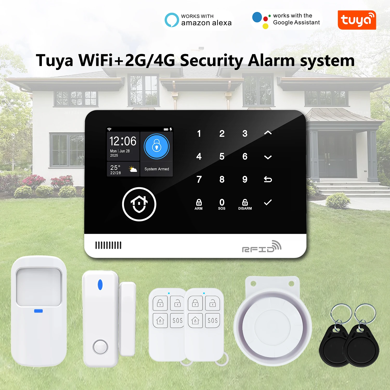 Affordable Home Security 4G GSM WiFi Alarm System Host - Wireless Kit for Whole House Protection, No Fees Tuya App Control