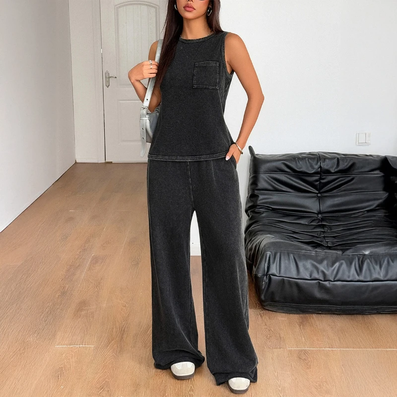 Lente/zomer 2025, sport- en vrijetijds-T-shirt, rechte broek, damespak