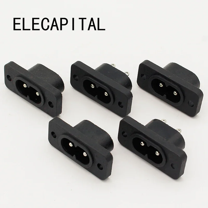 Nowa gorąca sprzedaż AC250V 2.5A 5 sztuk 2Pin IEC 320 C8 Gniazdo wtykowe z mocowaniem śrubowym