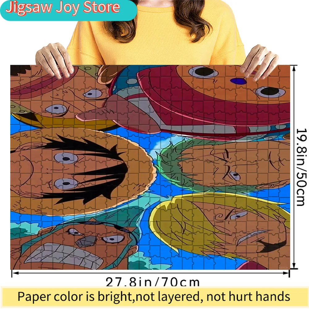 

Premium Paper Jigsaw Puzzle One Piece Straw Hat Crew Sky View Character Collage Art High Quality Cardboard Puzzle Fun Family Lei