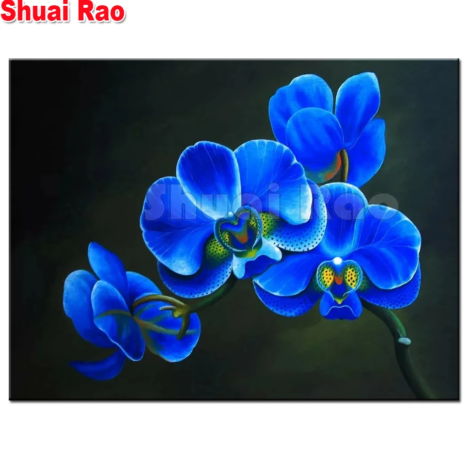 Neue diamant Malerei blau orchidee Muster voll platz runde mosaik diamant kunst 3d kreuz Stich stillleben malerei geschenk,