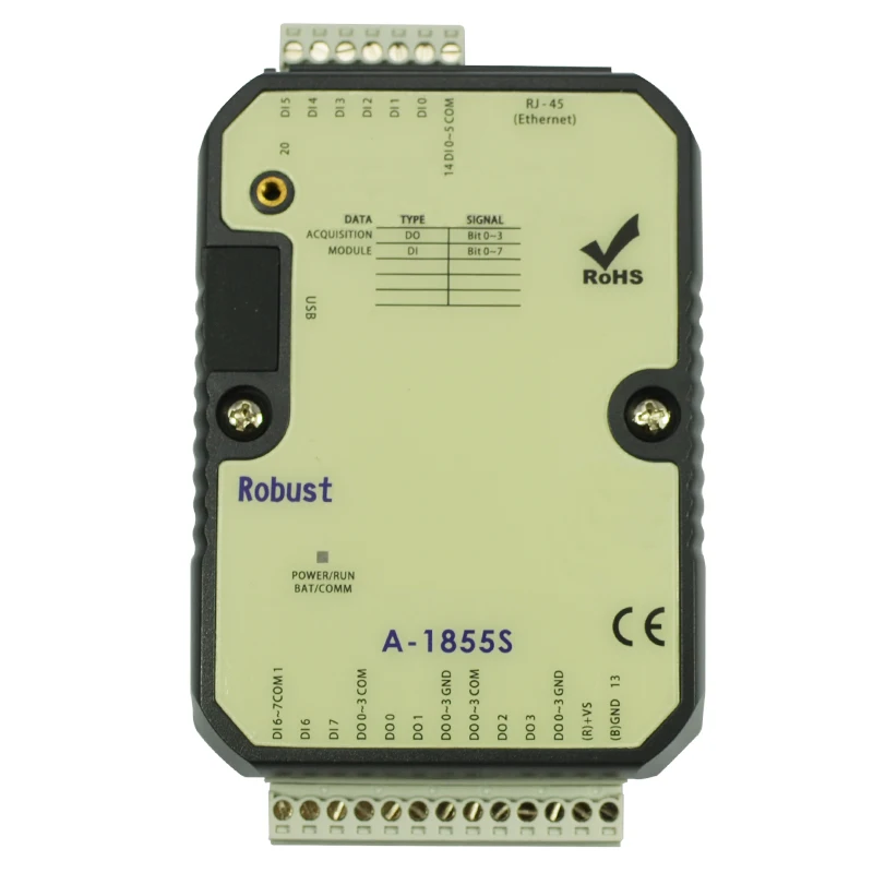 Modul IO Digital Ethernet/IP Industri 8DI 4DO (Sumber) Dengan Modbus TCP (A-1855S)