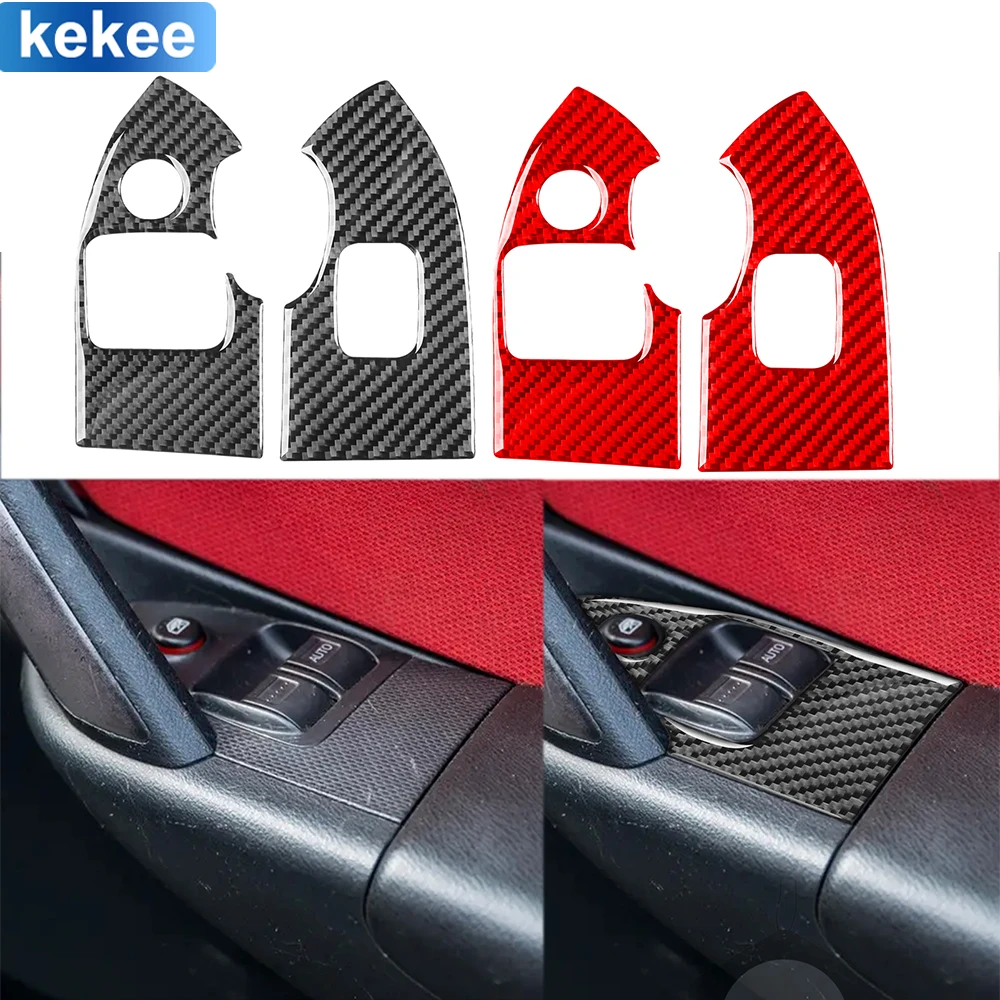

For Honda Civic Si 2001 2002 2003 2004 2005 Window Lift Control Panel Cover Real Carbon Fiber Stickers Car Interior Accessories