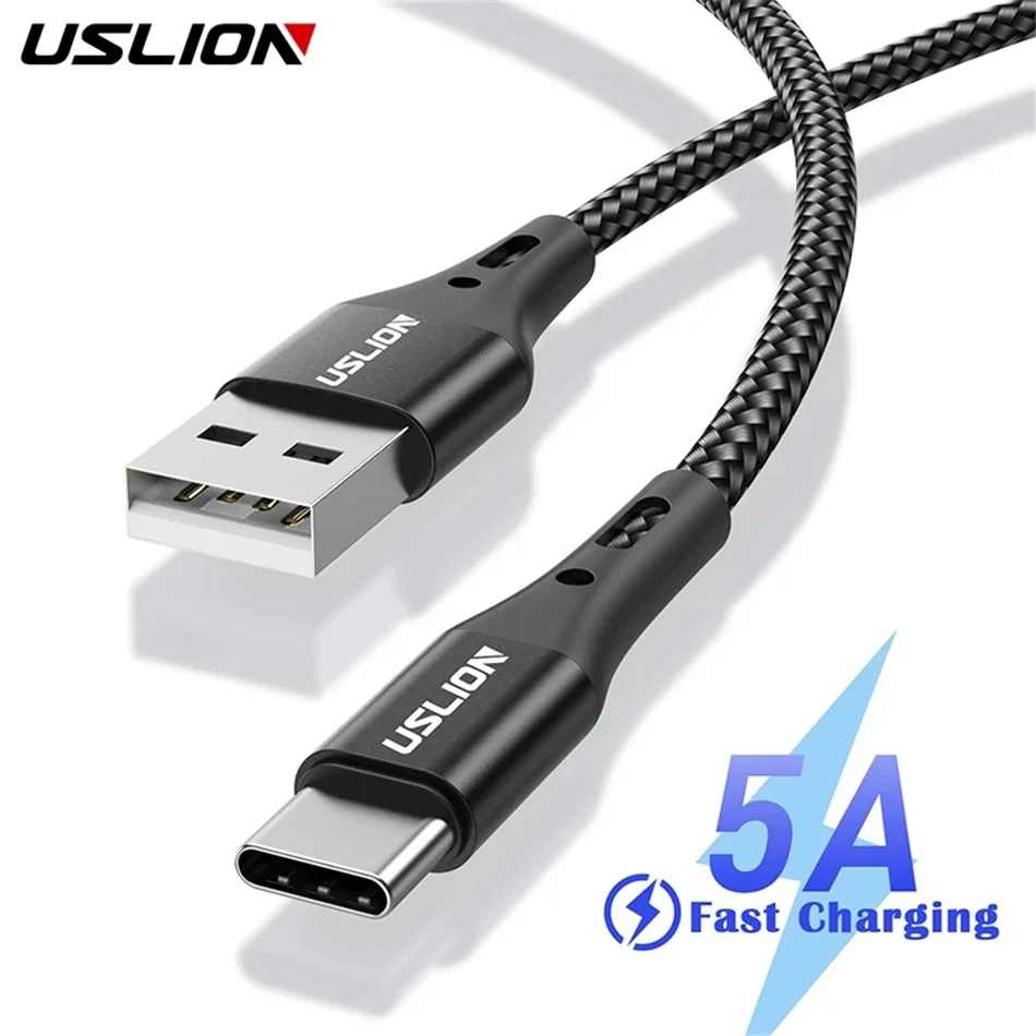 USLION 5A USB Typ C Datenkabel für Samsung S10 S20 Xiaomi Mi 11 Typ C Kabel USB C Ladegerät Schnellladung Handy Ladegeräte