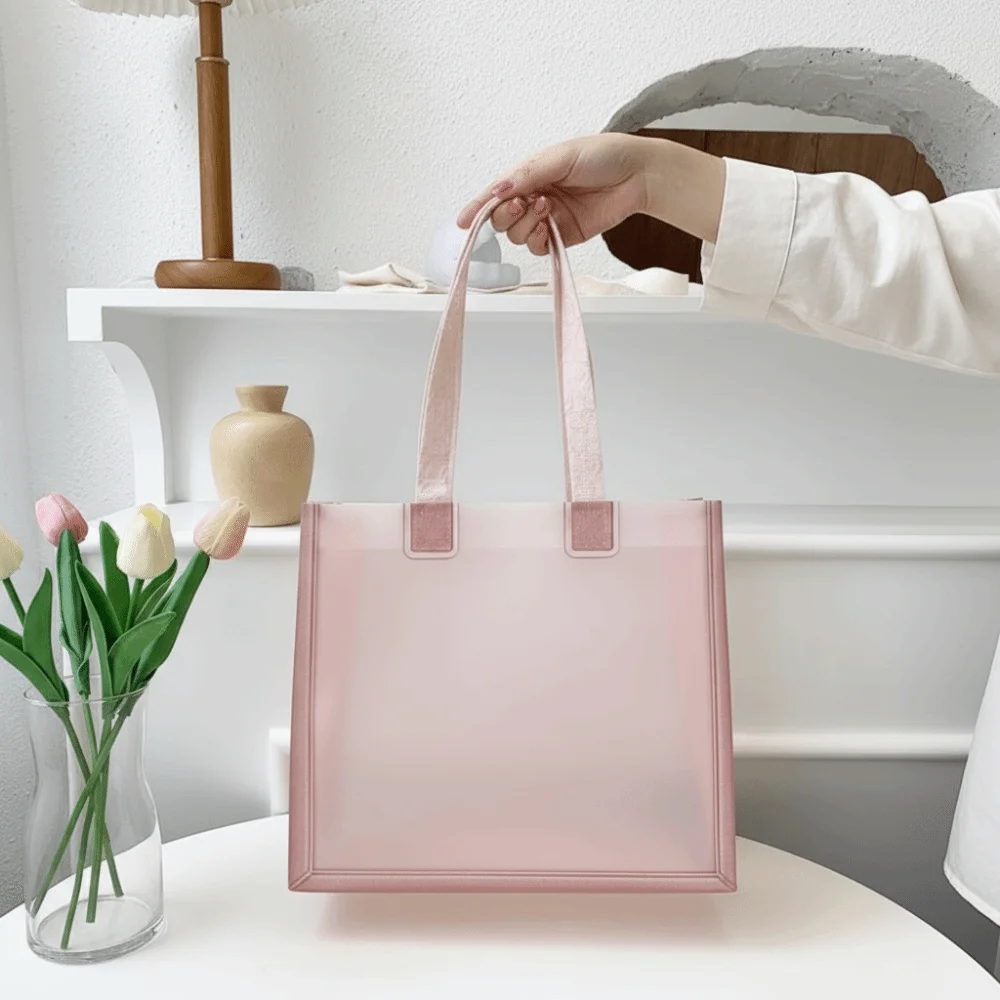 Thick Water-Sprinkling Festival PVC Tote Waterproof Durable Transparent Handbags PVC Plastic Reusable Bags Daily Use
