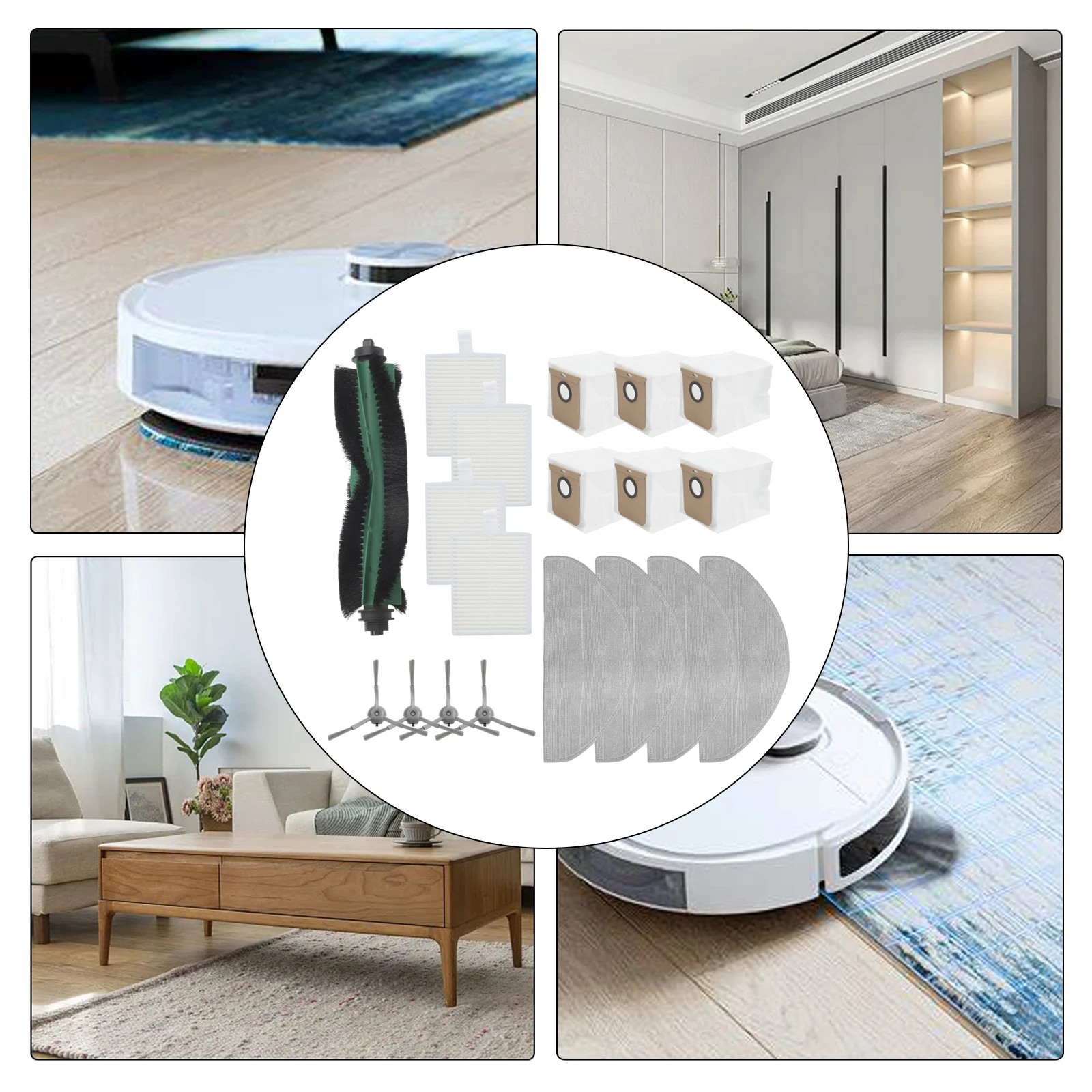 

Home Cleaning Robot Vacuum Accessories Replacement Brush Kit As Shown Microfiber Mop Cloths Mop Pad Side Brushes