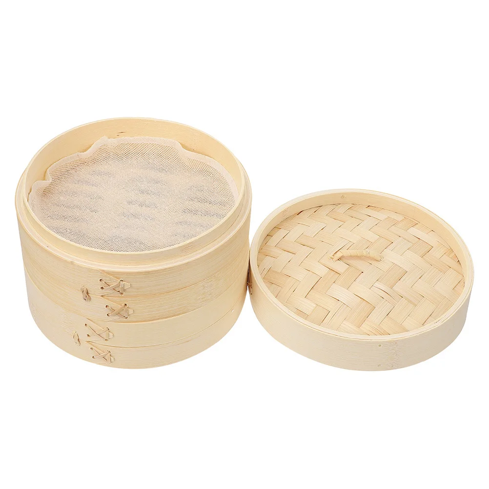 

3pcs Bamboo Set 1 Set 3 Layers Reusable Basket For Dim Sum Dumplings Eco Friendly Kitchen Steamer Household Steamed Buns Cooker