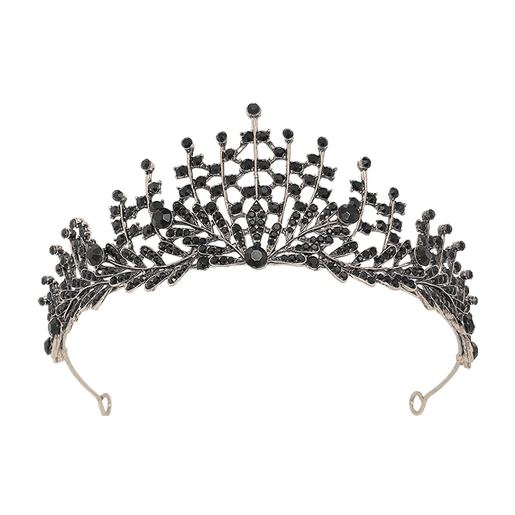 

Crown Bridal Tiara Black Alloy Wedding Party Elegant Pearl Baroque Queen Birthday Hair Accessories Tiaras