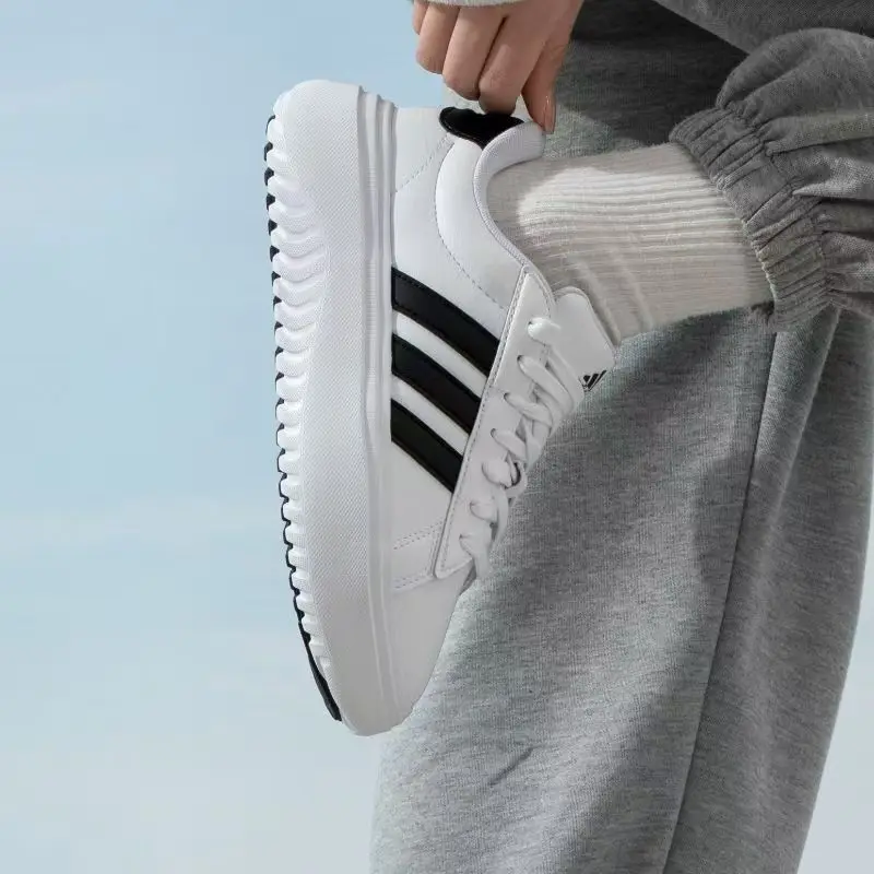 Adidas Grand Court Casual Shoes for Women, Comfortable, Versatile, Breathable, Wear-Resistant, Non-Slip, Low-Top, Lace-Up, Thickened Outsole, Lifestyle, White and Black, Ie1092