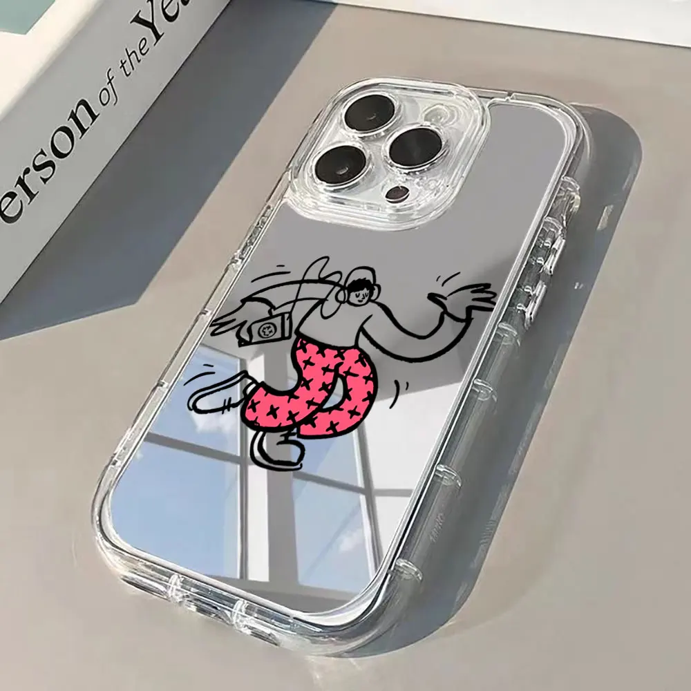 Funda para teléfono con diseño de espejo y motivos de música de baile, para iPhone 18, 17, 16, 15, 14, 13, 12, 11, 18 Pro Max, X, XR, XS, 5, 16, 7, 8 Plus. Funda protectora contra golpes.