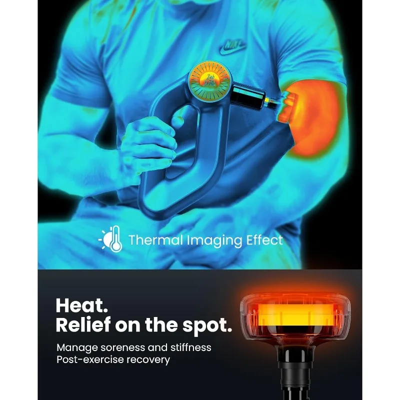 D6 Pro Plus Massage Gun with Heat, Deep Tissue Percussion with 16mm Amplitude, Professional Muscle Massager Gun for