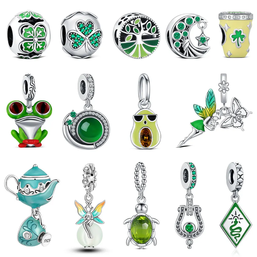 

2025 New Green Lucky Bead Fit Bracelet Diy For women Fashion Jewelry St. Patrick's Day Gift For girlfriend Fine Plant Pendant