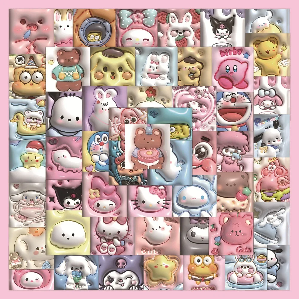 Sanrio 3d Kawaii Sticker Anime Cute Kuromi Cinnamoroll Melody Water Cup Waterproof Pocket Sticker Festival Reward Gift