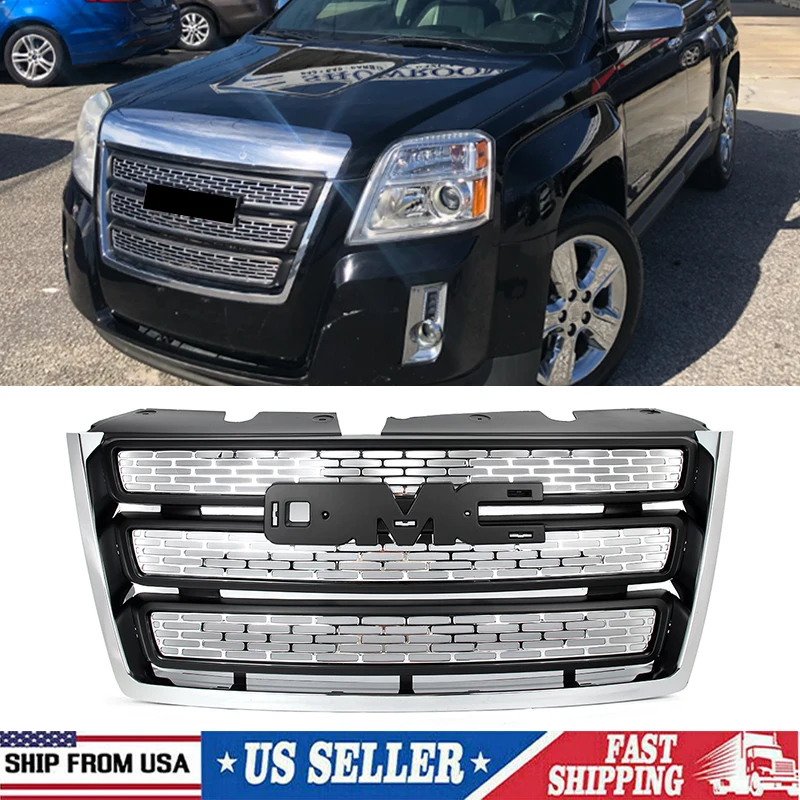 Chrome Grille For GMC Terrain SLT SL 2010-2015 Front Bumper Upper Grille Modified Grill Assembly Mid-net Air Inlet Mesh Grills