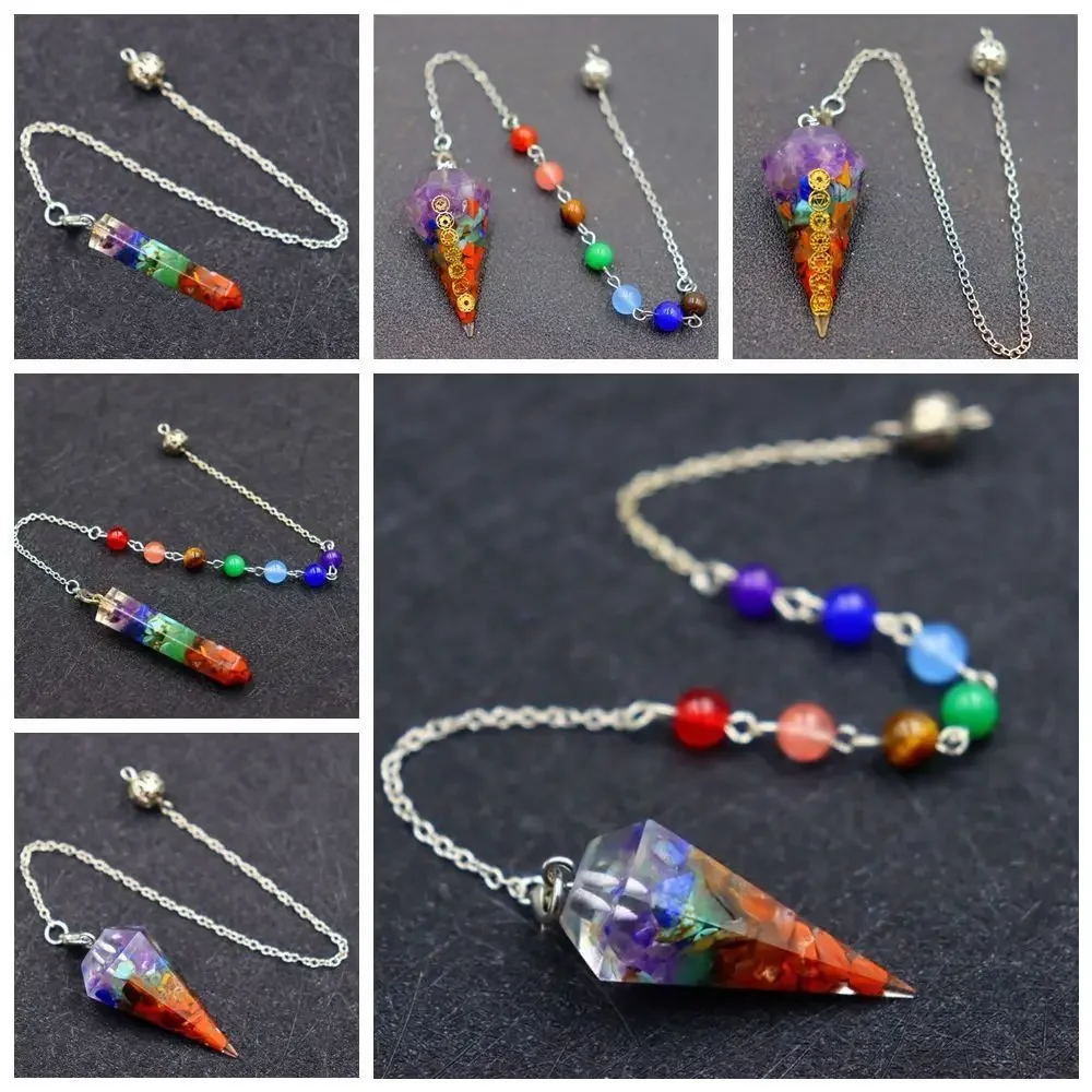 New Design 7 Chakra Orgonite Reiki Pendulum Pendant Gift Fashion Jewelry Amulet Chain Natural Stone