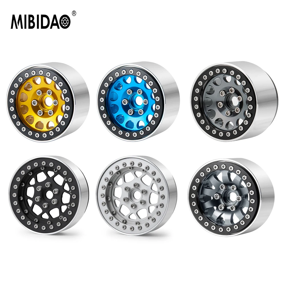 MIBIDAO Obręcz koła ze stopu aluminium 1.9 Beadlock do Axial SCX10 CC01 RC4WD D90 1/10 RC Crawler Model Car Wheel Hub Replace Part