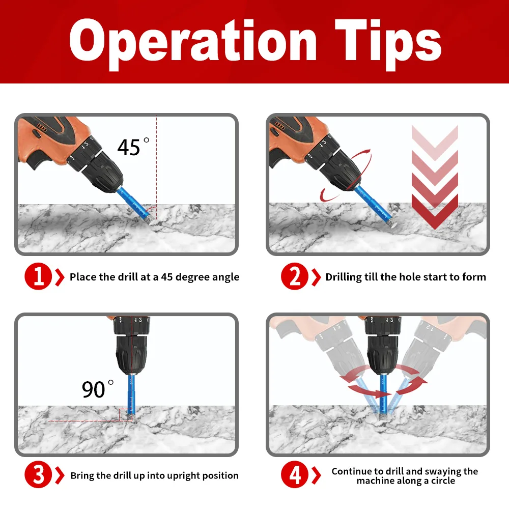 Diamond Brazed Dry Drilling Bit Porcelain Cup Saw Ceramic Marble Granite Tile Hole Opener Hole Saw Cutter 1Pc 5-16mm Round Shank