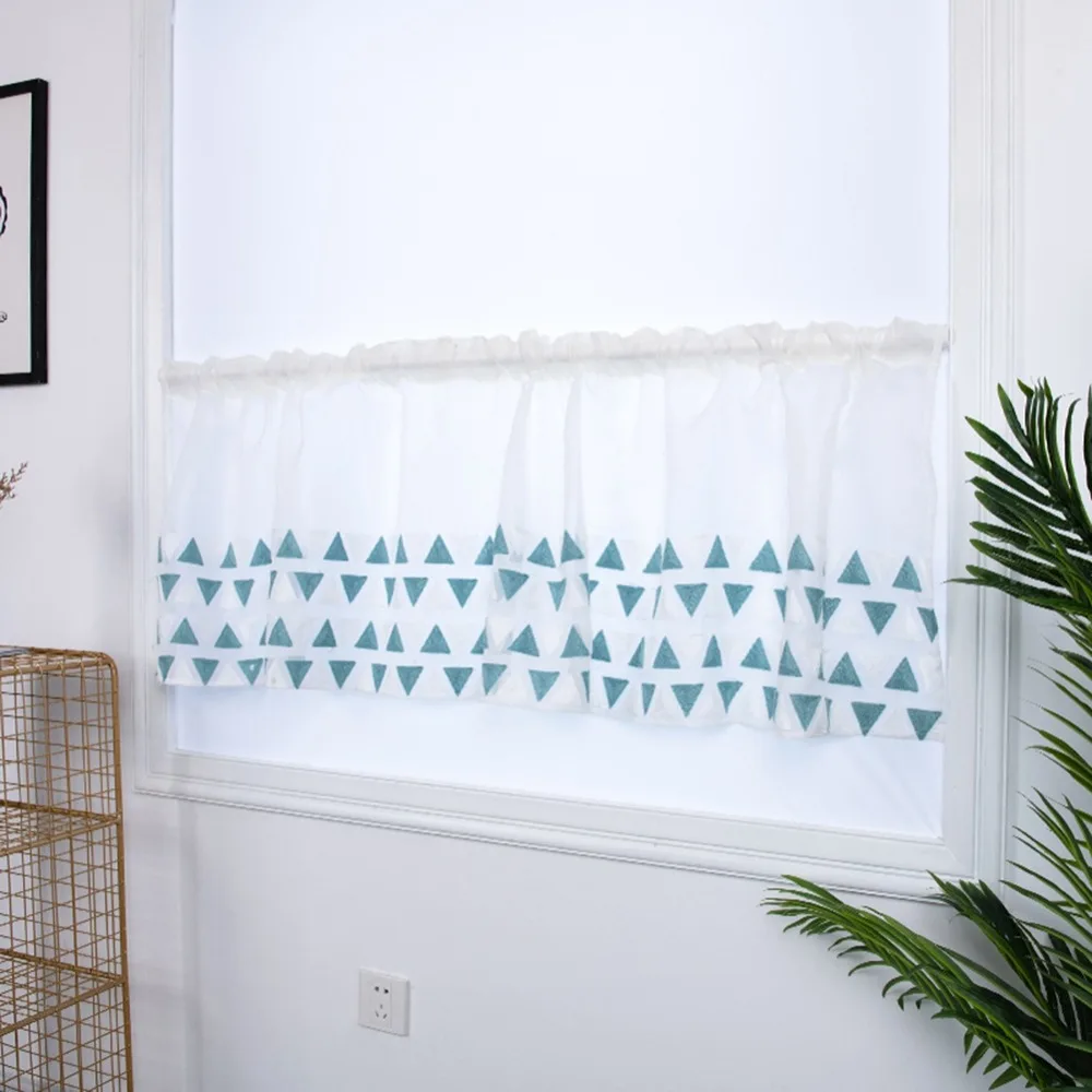 Light Opaque Embroidered Cabinet Curtain Privacy Triangular Embroidered Curtain Light Filtering Short Curtain Cabinet