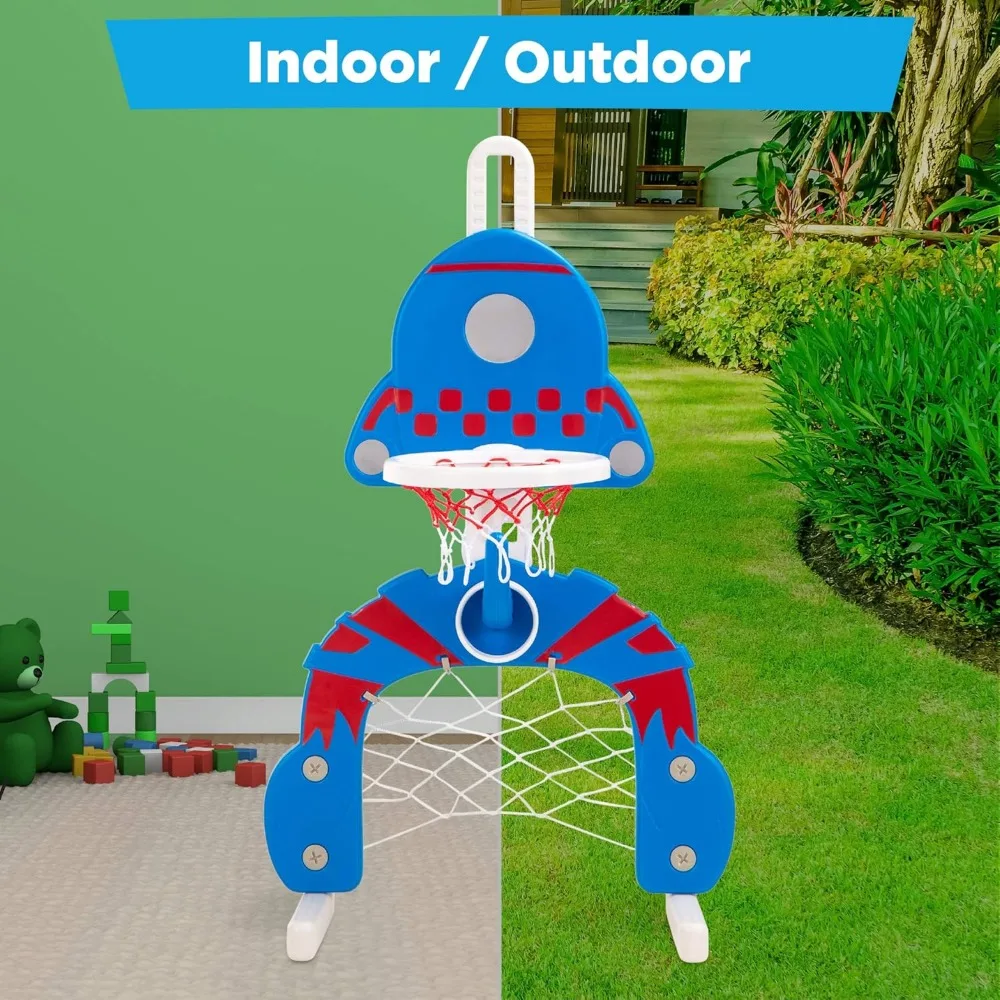 3-in-1 basketbalring voor peuters, sportactiviteitencentrum met multifunctionele speelfuncties voor de ontwikkeling van kinderen