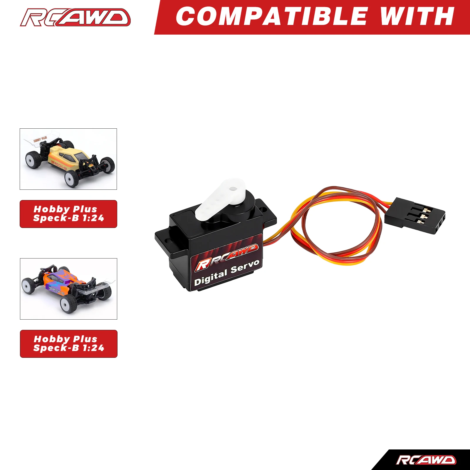 

RCAWD 5g Servo for Hobby Plus Speck-B 1/24 Buggy Fit HPI Maverick MICROBE Micro Servo Compatible with Original Servo Arm Upgrade