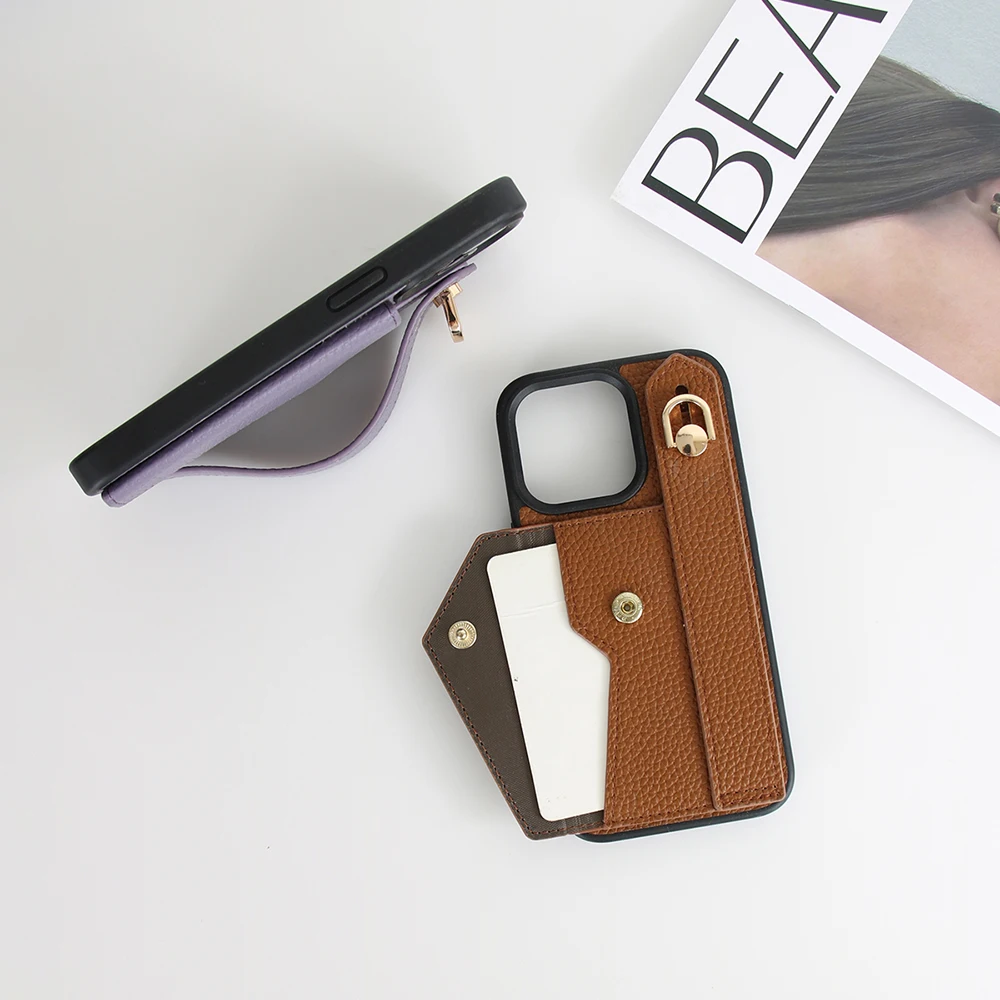1 Anti Drop Card Bag Wrist Strap Holder Phone Case, Suitable For Apple iPhone 11Pro/12Pro Max/13Pro/14 Plus/15