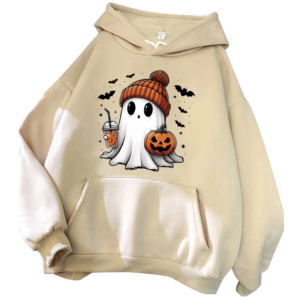 Halloween Ghost Sweatshirt Cute Halloween Pullover Halloween Women's Hoodie Spooky Season Tee Trick or Treat Sweatshirts Tops