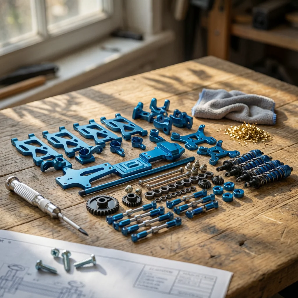 Metal Upgrade Parts Kit Anodized RC Car Upgrade Kit Suspension Arms with Steering Cups Accurate-Fit High Strength