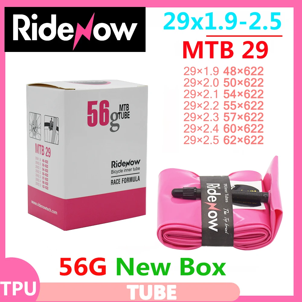 RideNow TPU MTB 29 자전거 내부 튜브 29x1.9 2.1 2.2 2.3 2.4 인치 56g 욕조 45mm 산악 자전거 부품 타이어 26 27.5 29er